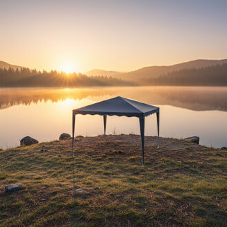 Alternative view of Κιόσκι Gazebo pakoworld μεταλλικός σκελετός - ύφασμα ανθρακί 3x3m