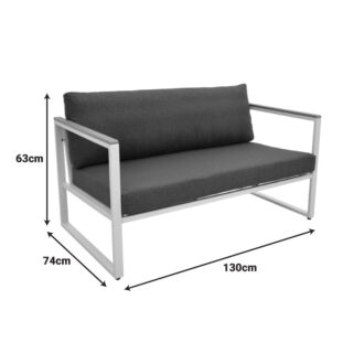Alternative view of Καναπές διθέσιος Aurelio pakoworld μεταλλικός σε λευκή -μαξιλάρια σε ανθρακί απόχρωση 130x74x63εκ