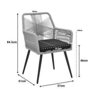Alternative view of Πολυθρόνα Andros pakoworld αλουμίνιο σε μαύρη- pe σχοινί σε φυσική απόχρωση 56x60x86εκ