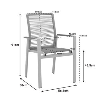 Alternative view of Πολυθρόνα Aegean pakoworld στοιβαζόμενη teak-pe σχοινί σε φυσική - αλουμίνιο κ textline σε ανθρακί απόχρωση 57x64x87εκ