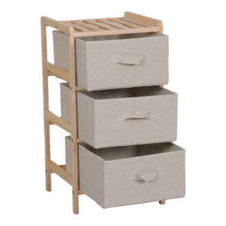 Alternative view of Συρταριέρα Wolen pakoworld ξύλο ελάτου-ύφασμα σε φυσική-μπεζ απόχρωση 34.5x36.5x67εκ