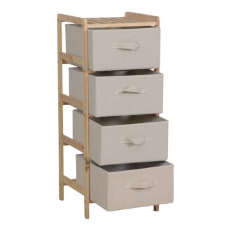 Alternative view of Συρταριέρα Wolen pakoworld ξύλο ελάτου-ύφασμα σε φυσική-μπεζ απόχρωση 34.5x36.5x86εκ