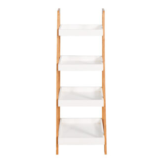 Alternative view of Ραφιέρα δαπέδου Leby pakoworld μπαμπού-mdf σε λευκή-φυσική απόχρωση 35x34x98εκ