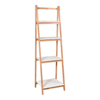 Ραφιέρα δαπέδου Benwen pakoworld πτυσσόμενη rubberwood-mdf σε λευκή-φυσική απόχρωση 42x34.5x140εκ