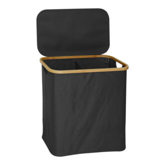 Alternative view of Καλάθι απλύτων Lodge pakoworld μπαμπού-ύφασμα σε γκρι απόχρωση 54x33x60εκ