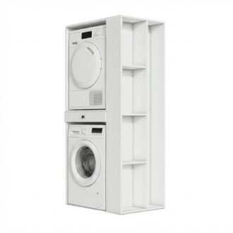 Έπιπλο πλυντηρίου - στεγνωτηρίου Bace Megapap χρώμα λευκό 90x60x187εκ.