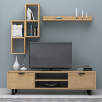 Alternative view of Σύνθεση τηλεόρασης Lonsa Megapap χρώμα φυσικό οξιάς 160x35x40εκ.