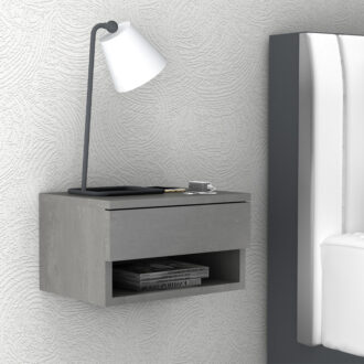 Κομοδίνο επιτοίχιο Mary Megapap χρώμα γκρι σκυροδέματος 40x30x23εκ.