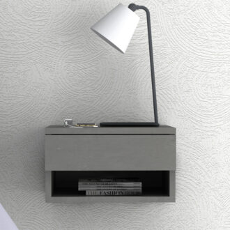 Alternative view of Κομοδίνο επιτοίχιο Mary Megapap χρώμα γκρι σκυροδέματος 40x30x23εκ.