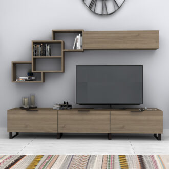 Alternative view of Σύνθεση τηλεόρασης Heydar Megapap χρώμα καρυδί 210x35x40εκ.