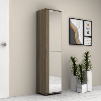 Alternative view of Ντουλάπα ρούχων - παπουτσοθήκη Visla Megapap μονόφυλλη με καθρέπτη χρώμα καρυδί 45x36x187εκ.