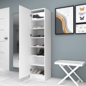 Alternative view of Ντουλάπα ρούχων - παπουτσοθήκη Petro Megapap μονόφυλλη χρώμα λευκό 45x38x180εκ.