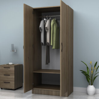 Alternative view of Ντουλάπα ρούχων Vivian Megapap δίφυλλη χρώμα καρυδί 80x51,8x181εκ.