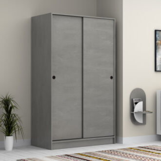 Alternative view of Ντουλάπα ρούχων Regio Megapap δίφυλλη συρόμενη χρώμα γκρι σκυροδέματος 120x60x200εκ.