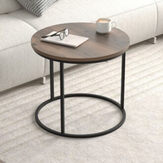 Alternative view of Τραπεζάκι σαλονιού σετ 2 τμχ Hilal Megapap χρώμα καπνιστή καρυδιά Ø66x49,5εκ.