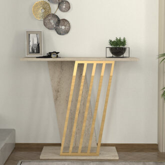 Alternative view of Κονσόλα Gravity Megapap χρώμα travertine - χρυσό 90x29,6x76,8εκ.