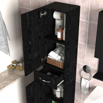 Alternative view of Ντουλάπι κουζίνας - μπάνιου Selina Megapap χρώμα sencron black 35x31x179εκ.