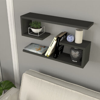 Alternative view of Ραφιέρα τοίχου Jenika Megapap 2 τεμαχίων χρώμα ανθρακί 60x14,5x18εκ.