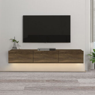 Alternative view of Έπιπλο τηλεόρασης επιτοίχιο Damla Megapap με LED χρώμα καρυδί 180x29,5x29,5εκ.