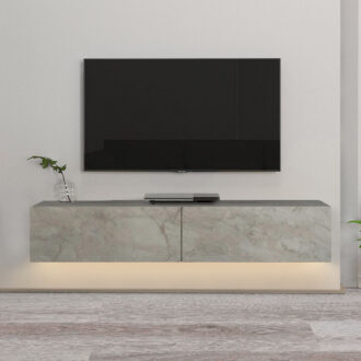 Alternative view of Έπιπλο τηλεόρασης επιτοίχιο Aristo Megapap με LED χρώμα λευκό εφέ μαρμάρου 135x31,6x25εκ.