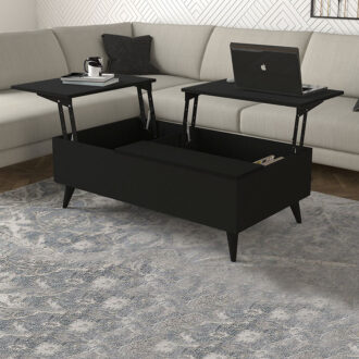 Alternative view of Τραπεζάκι σαλονιού Roy Megapap με σερβιτόρο χρώμα μαύρο 121x69x40εκ.