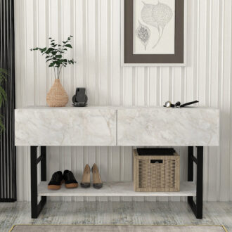 Alternative view of Κονσόλα Aron Megapap χρώμα λευκό εφέ μαρμάρου 138,8x41x75,7εκ.