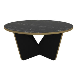 Alternative view of Τραπεζάκι σαλονιού Lagerta Megapap χρώμα μαύρο εφέ μαρμάρου Ø75x35εκ.