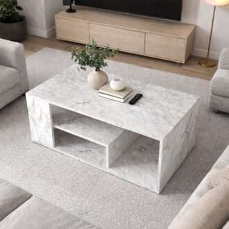 Alternative view of Τραπεζάκι σαλονιού Abdera Megapap χρώμα λευκό εφέ μαρμάρου 110x60x42εκ.