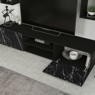 Alternative view of Σύνθεση τηλεόρασης Duana Megapap χρώμα μαύρο εφέ μαρμάρου - μαύρο 180x38x35,7εκ.