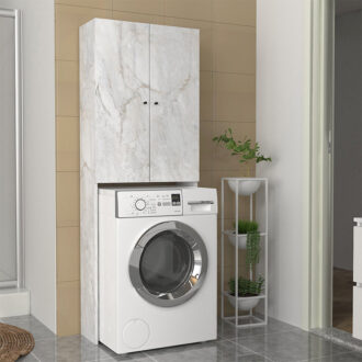 Alternative view of Έπιπλο πλυντηρίου Romme Megapap χρώμα λευκό εφέ μαρμάρου 65x27,1x180εκ.