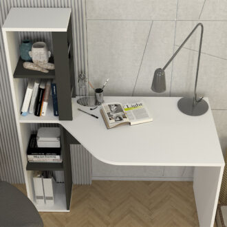 Alternative view of Γραφείο εργασίας Gemini Megapap χρώμα ανθρακί - λευκό 121,8x59,6x131,8εκ.