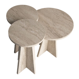 Alternative view of Τραπεζάκι βοηθητικό σετ 3 τμχ Podel Megapap χρώμα travertine Ø29,6x52,1εκ.