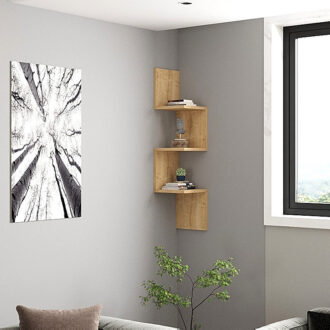 Alternative view of Ραφιέρα τοίχου γωνιακή Zikzak Megapap χρώμα sapphire oak 25x25x105,4εκ.