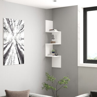 Alternative view of Ραφιέρα τοίχου γωνιακή Zikzak Megapap χρώμα λευκό 25x25x105,4εκ.