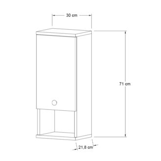 Alternative view of Ντουλάπι μπάνιου επιτοίχιο Mis Megapap χρώμα sapphire oak 30x21,8x71εκ.