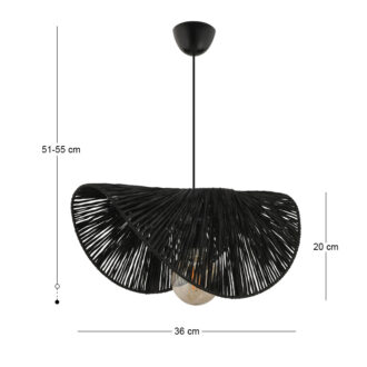 Alternative view of Φωτιστικό οροφής Taco Megapap E27 γιούτα μονόφωτο χρώμα μαύρο 51x36x55εκ.