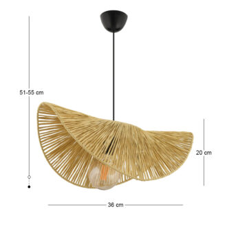 Alternative view of Φωτιστικό οροφής Taco Megapap E27 γιούτα μονόφωτο χρώμα camel 51x36x55εκ.