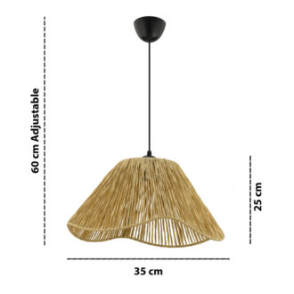 Alternative view of Φωτιστικό οροφής Sukne Megapap E27 γιούτα μονόφωτο χρώμα camel Ø35x60εκ.