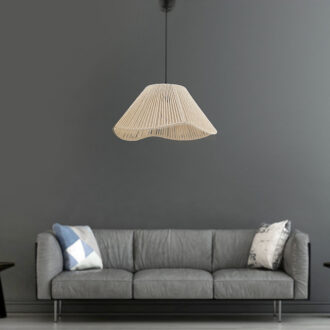 Φωτιστικό οροφής Sukne Megapap E27 γιούτα μονόφωτο χρώμα εκρού Ø35x60εκ.