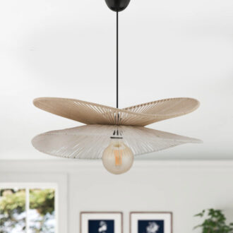 Φωτιστικό οροφής Dafodil Megapap E27 γιούτα μονόφωτο χρώμα μπεζ - λευκό Ø48x55εκ.