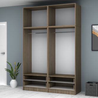 Alternative view of Ντουλάπα ρούχων Ricardo Megapap τετράφυλλη με πατάρι και συρτάρια χρώμα καρυδί 160x51,8x240εκ.