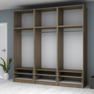 Alternative view of Ντουλάπα ρούχων Ricardo Megapap εξάφυλλη με πατάρι και συρτάρια χρώμα καρυδί 240x51,8x240εκ.