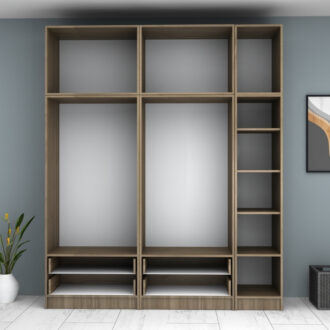 Alternative view of Ντουλάπα ρούχων Ricardo Megapap πεντάφυλλη με πατάρι και συρτάρια χρώμα καρυδί 200x51,8x240εκ.