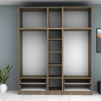 Alternative view of Ντουλάπα ρούχων Ricardo Megapap πεντάφυλλη με πατάρι και συρτάρια χρώμα καρυδί 200x51,8x240εκ.