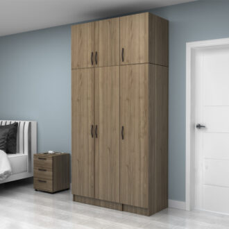 Alternative view of Ντουλάπα ρούχων Vivian Megapap τρίφυλλη με πατάρι χρώμα καρυδί 120x51,8x240εκ.