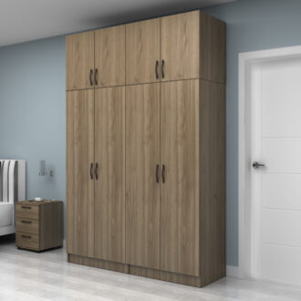 Alternative view of Ντουλάπα ρούχων Vivian Megapap τετράφυλλη με πατάρι χρώμα καρυδί 160x51,8x240εκ.