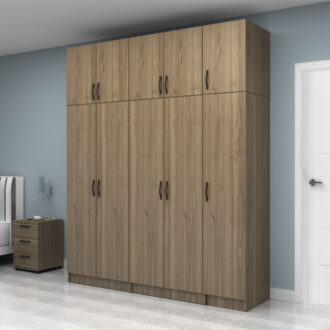 Alternative view of Ντουλάπα ρούχων Vivian Megapap πεντάφυλλη με πατάρι χρώμα καρυδί 200x51,8x240εκ.