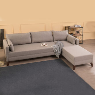 Γωνιακός καναπές Bella Megapap δεξιά γωνία υφασμάτινος χρώμα κρεμ 275x165x85εκ.