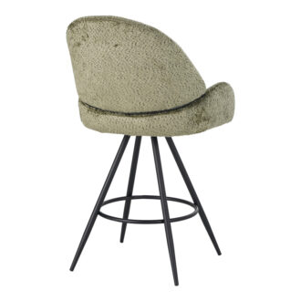 Alternative view of Σκαμπό μπαρ περιστρεφόμενο Morea pakoworld μπουκλέ ύφασμα σε λαδί απόχρωση με μαύρα μεταλλικά πόδια 55x66x107.5εκ