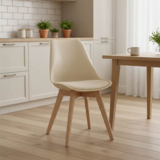 Alternative view of Καρέκλα Gaston pakoworld PP-PU taupe απόχρωση- φυσικό πόδι 43x51x75εκ